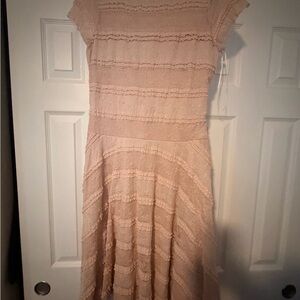 Signature by Sangria Textured Midi Dress in Light Pink